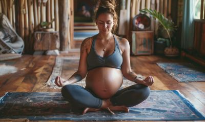 Schwangere Frau mach Yoga
