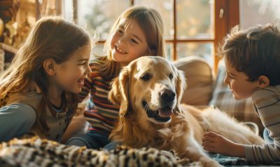 familie mit golden retriever hund für familie 1